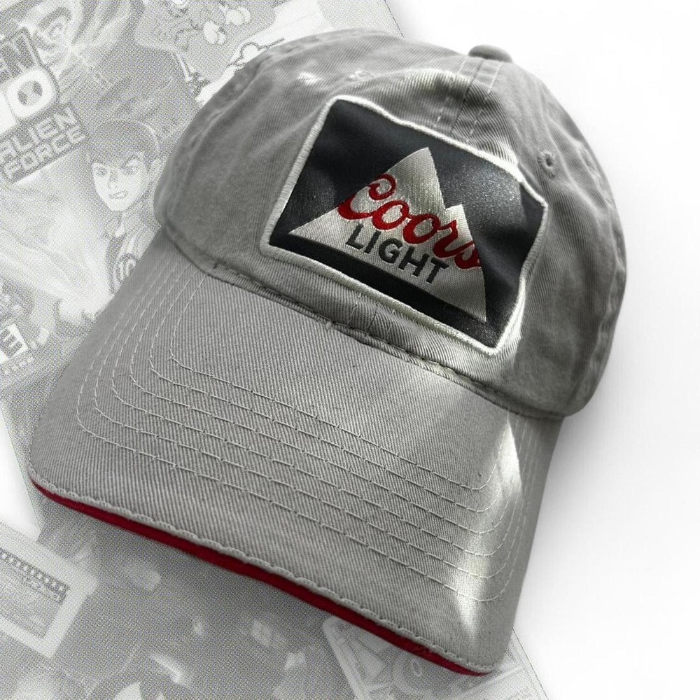 Vintage Gray & Red Strap Back Coors Light MillerCoors Adjustable Strapback Hat